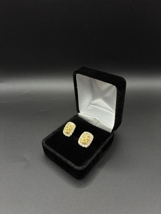 Men Square nugget earrings 14k gold plated