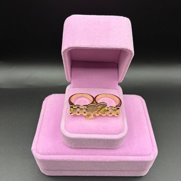 Women Barbie double finger ring 14k gold plated