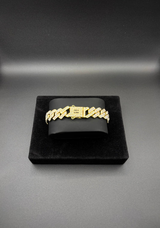 Men CZ Diamond 8mm Bracelet 14k Gold Plated