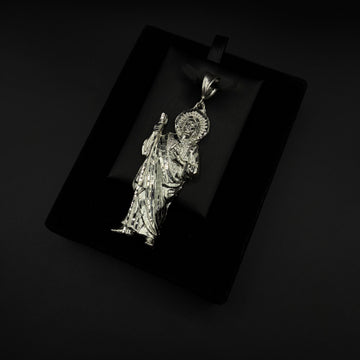 Men Large San Judas Pendant 925. Silver