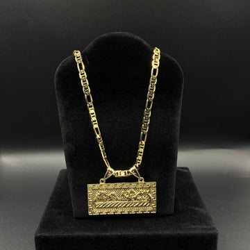 Men last supper pendant and chain 14k gold plated