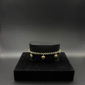 Women Heart Diamond Cut Charm Bracelet 14k Gold Plated