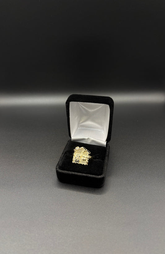 Men Trap House Ring 14k Gold Plated