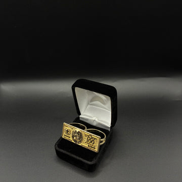 Men Benji double finger ring 14k gold plated