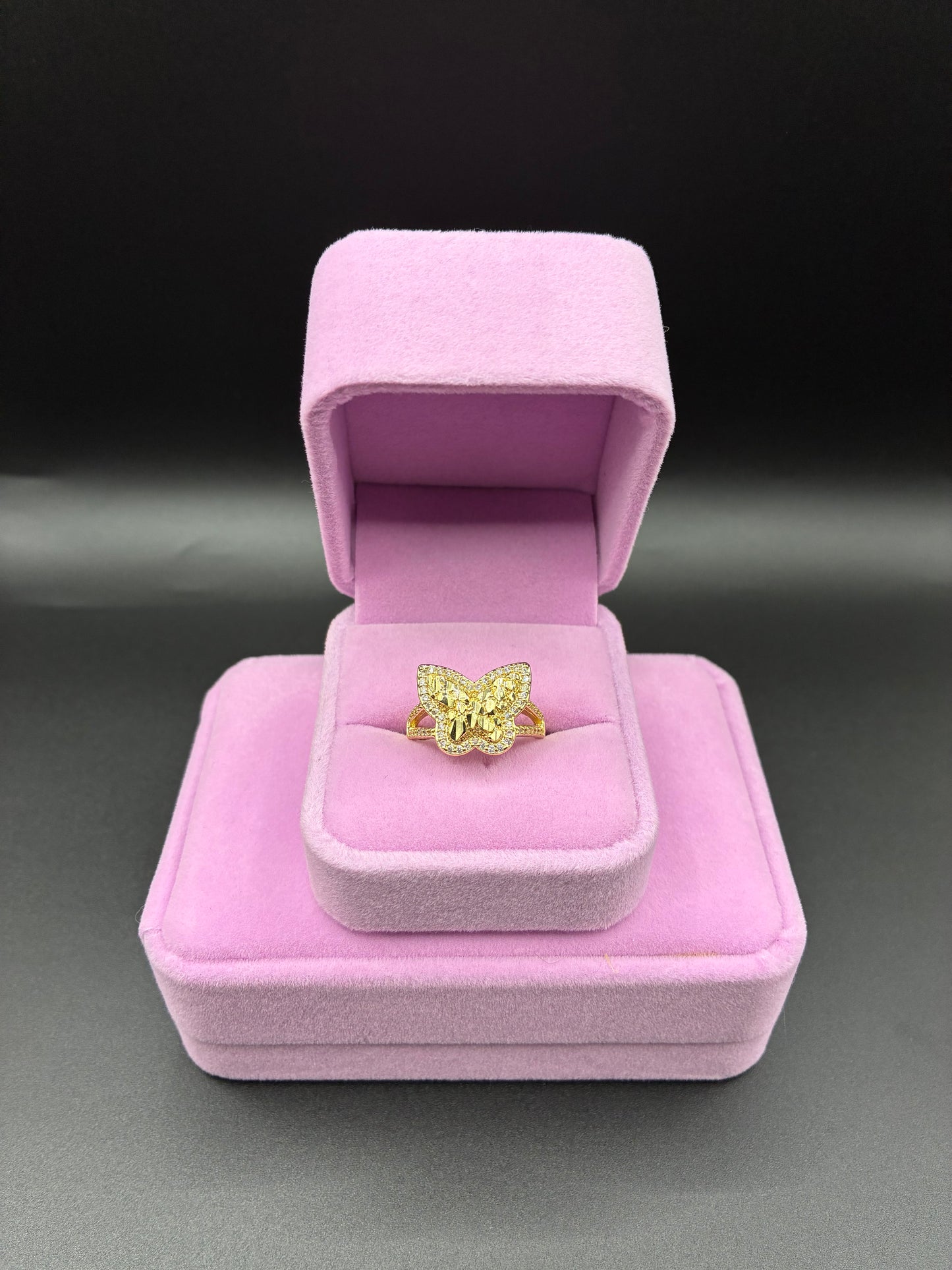 Women Nugget butterfly ring 14k gold plated