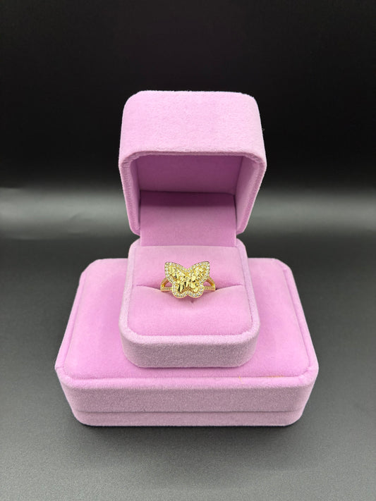 Women Nugget butterfly ring 14k gold plated
