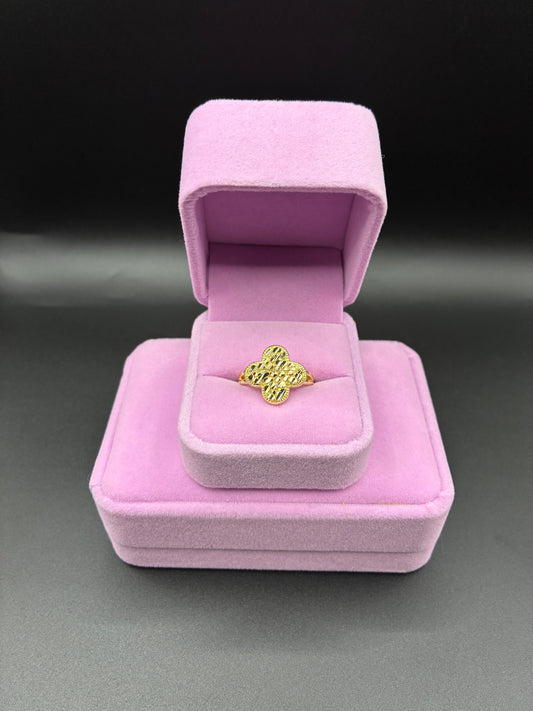 Women Nugget Clover 14k Gold Plated Ring