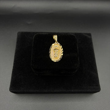 Men San Judas Diamond cut pendant 14k gold plated