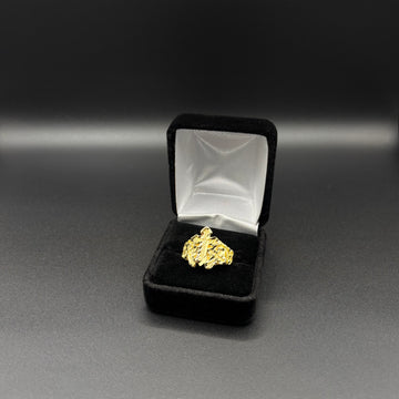 Men Triple Crosses Nugget Ring 14k Gold Plated