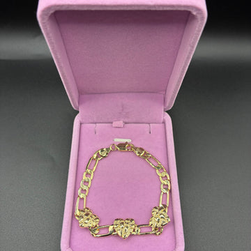 Women Nugget figaro bracelet 14k gold plated