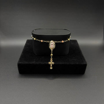 Women Pink Diamond cut rosary bracelet