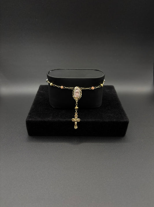 Women Pink Diamond cut rosary bracelet