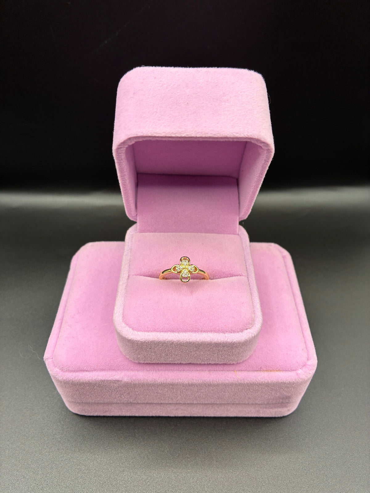 Women clover ring 14k gold plated