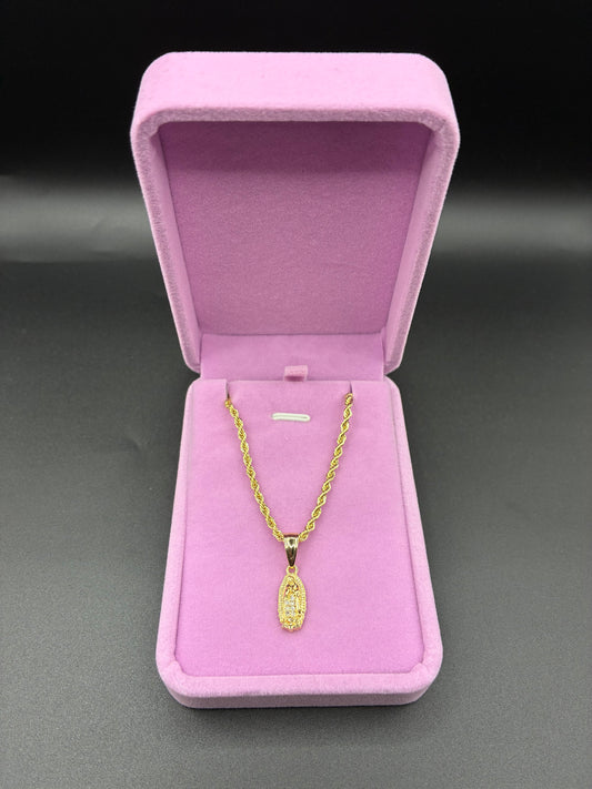 Women Virgin Mary Pendant & Chain 14k Gold Plated