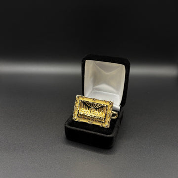 Men Última Cena Frame Double Finger Ring 14k Gold Plated