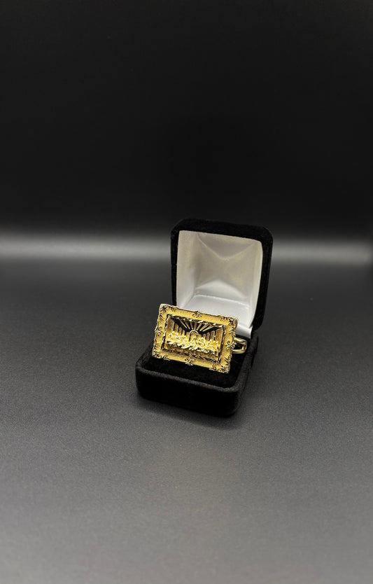 Men Última Cena Frame Double Finger Ring 14k Gold Plated