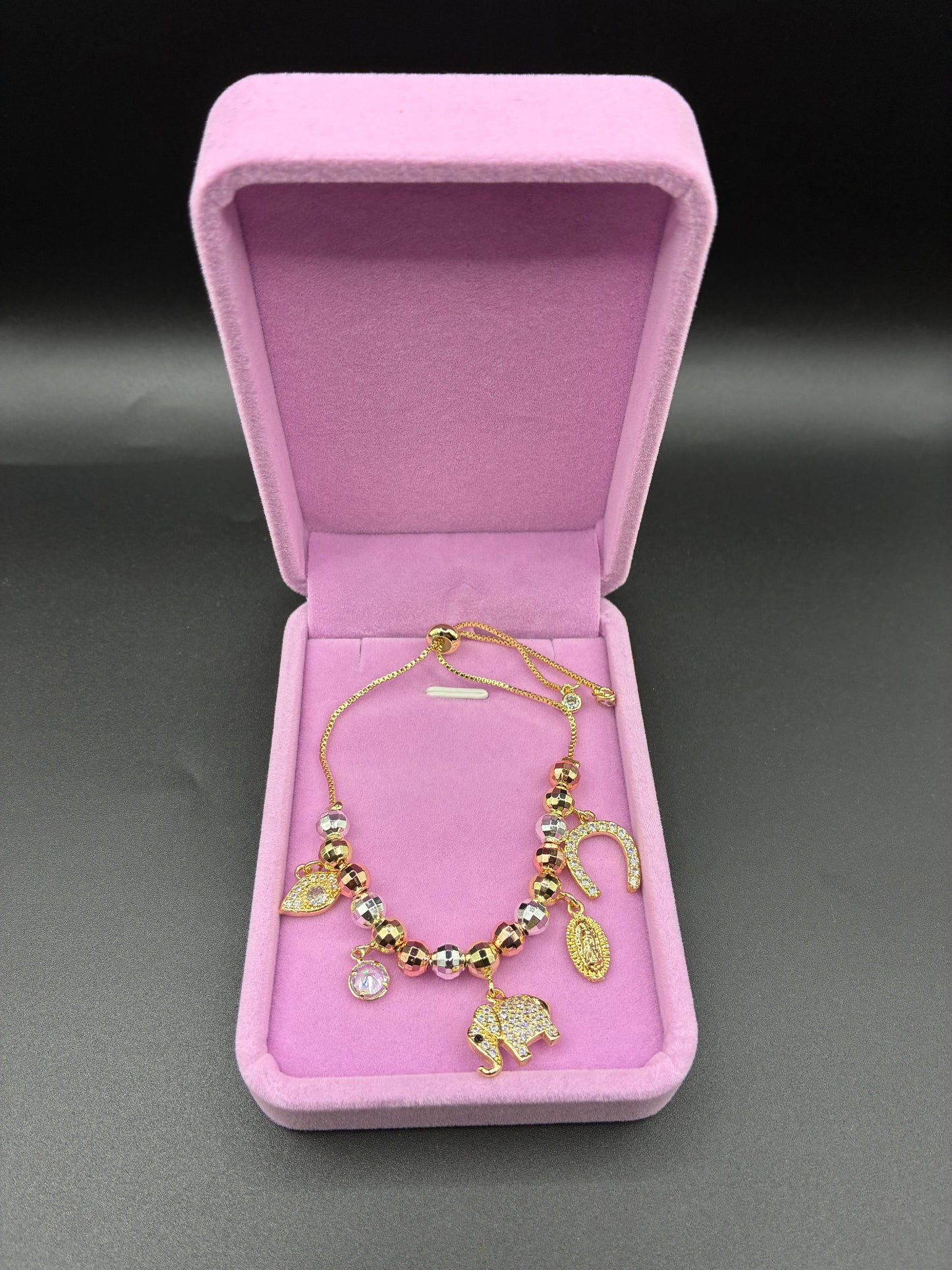 Women charm bracelet 14k gold plated