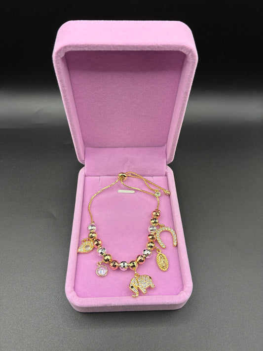 Women charm bracelet 14k gold plated