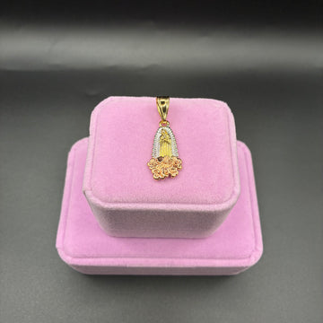 Women flower Virgin Mary pendant 14k gold plated