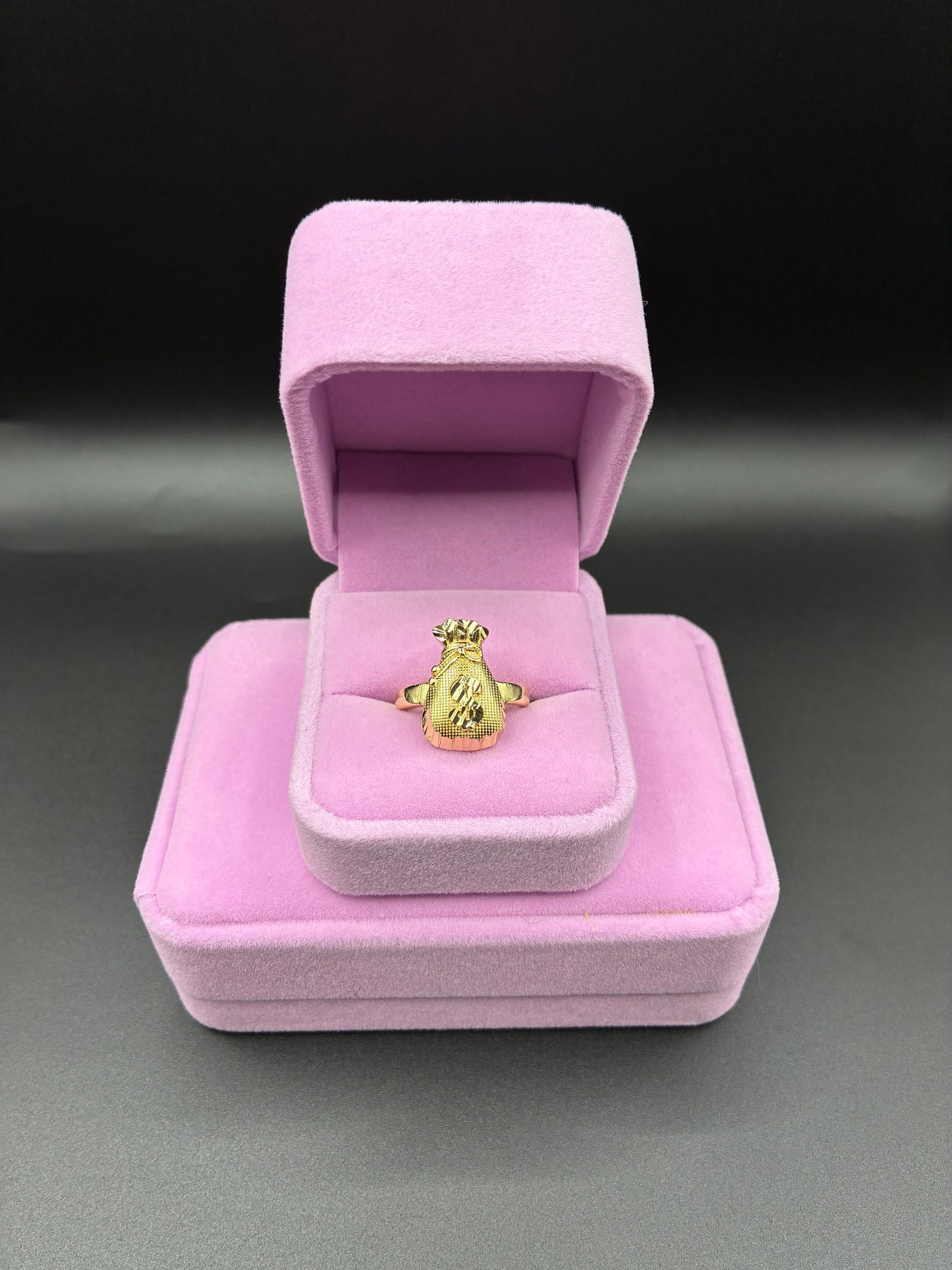 Women money bag ring 14k gold plated
