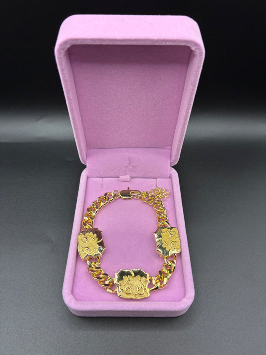 Women Bb Cuban bracelet 14k gold plated