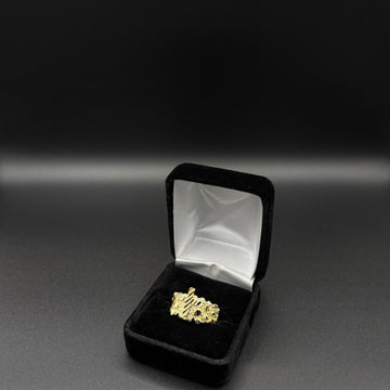Men Nugget Cross Ring 14k Gold Plated