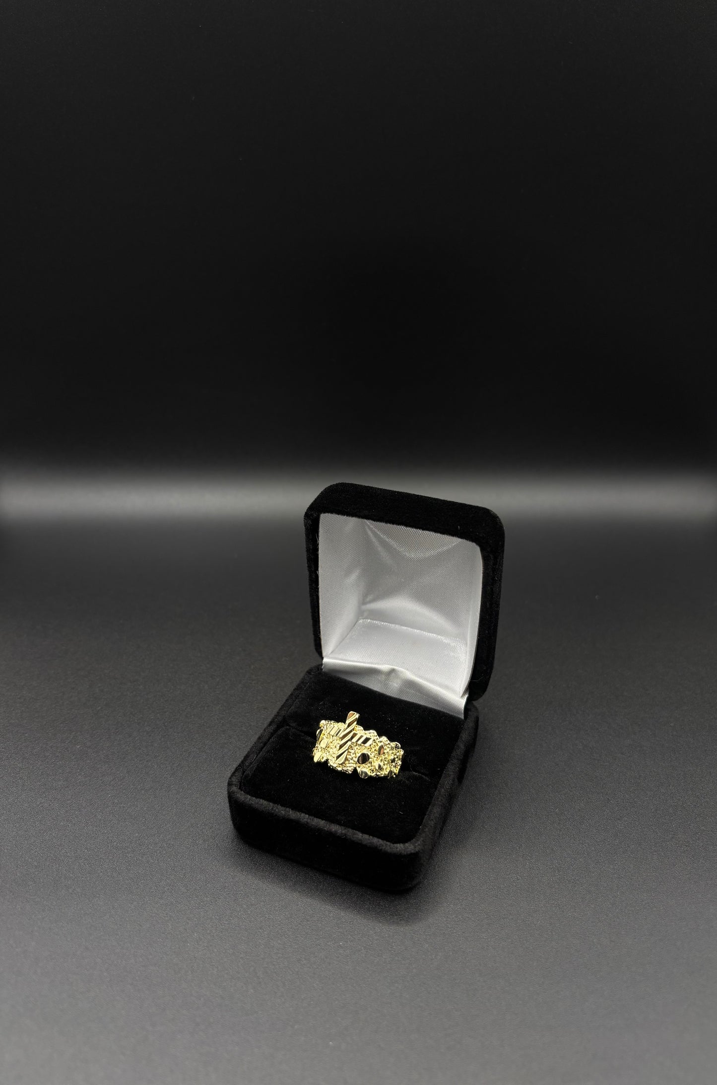 Men Nugget Cross Ring 14k Gold Plated