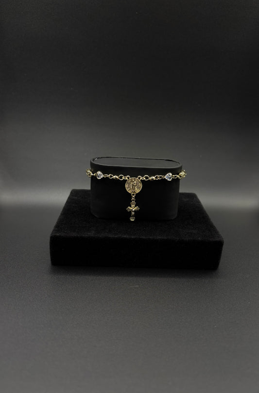 Women white Virgin Mary rosary bracelet