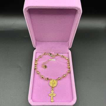 Women Diamond Cut Rosary Bracelet 14k gold plated