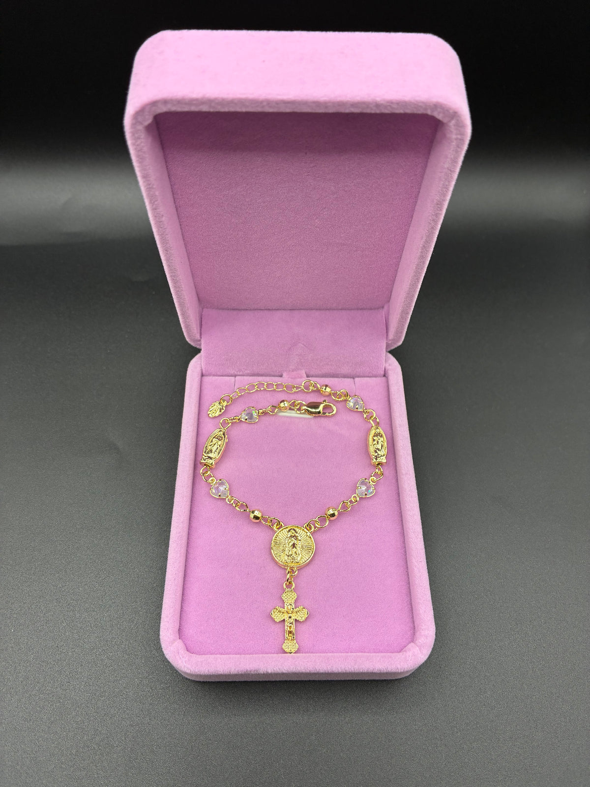 Women white Virgin Mary rosary bracelet