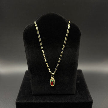 Women Virgin Mary Pendant & Chain 14k Gold Plated