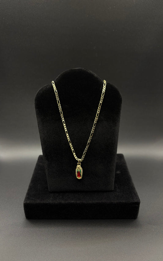 Women Virgin Mary Pendant & Chain 14k Gold Plated