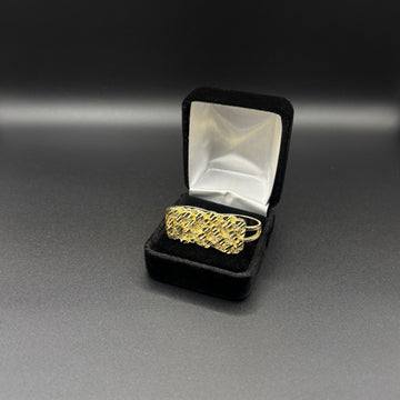 Men Nugget Double Finger Ring 14k Gold Plated