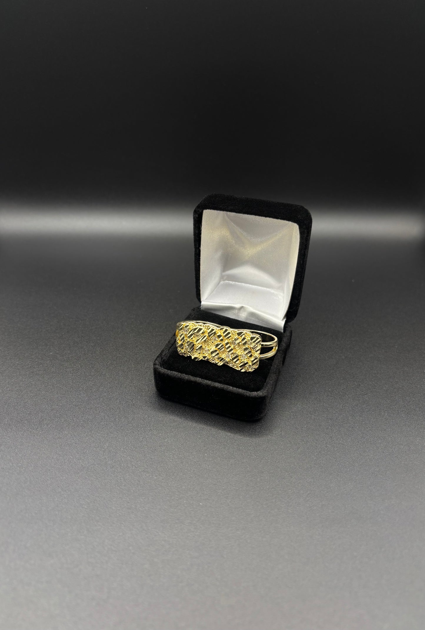 Men Nugget Double Finger Ring 14k Gold Plated