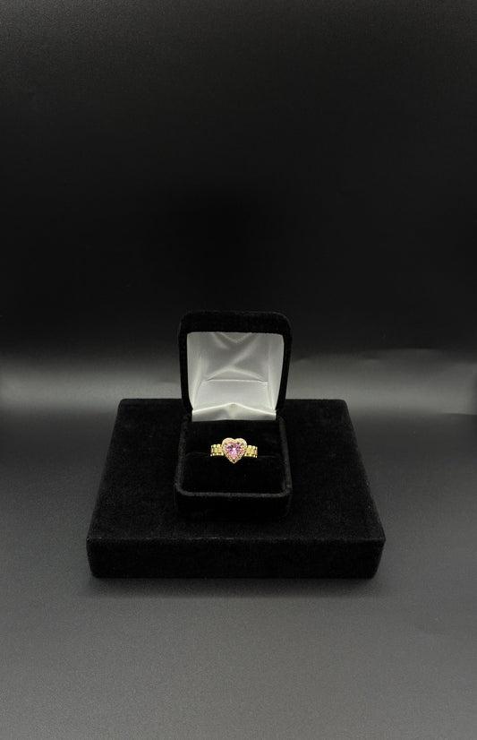 Women pink heart Rolex 14k gold plated
