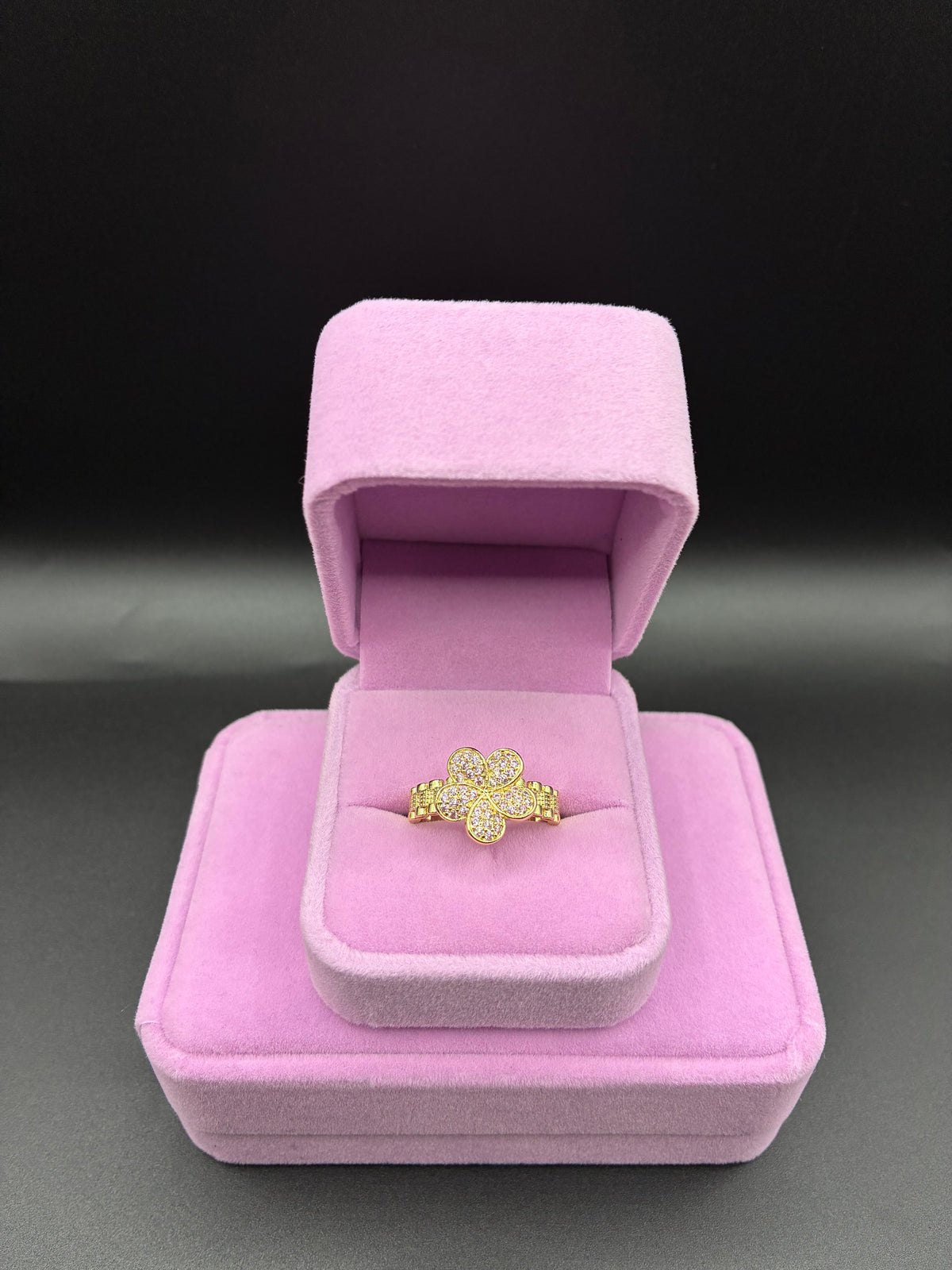 Women Rolex flower ring 14k gold plated