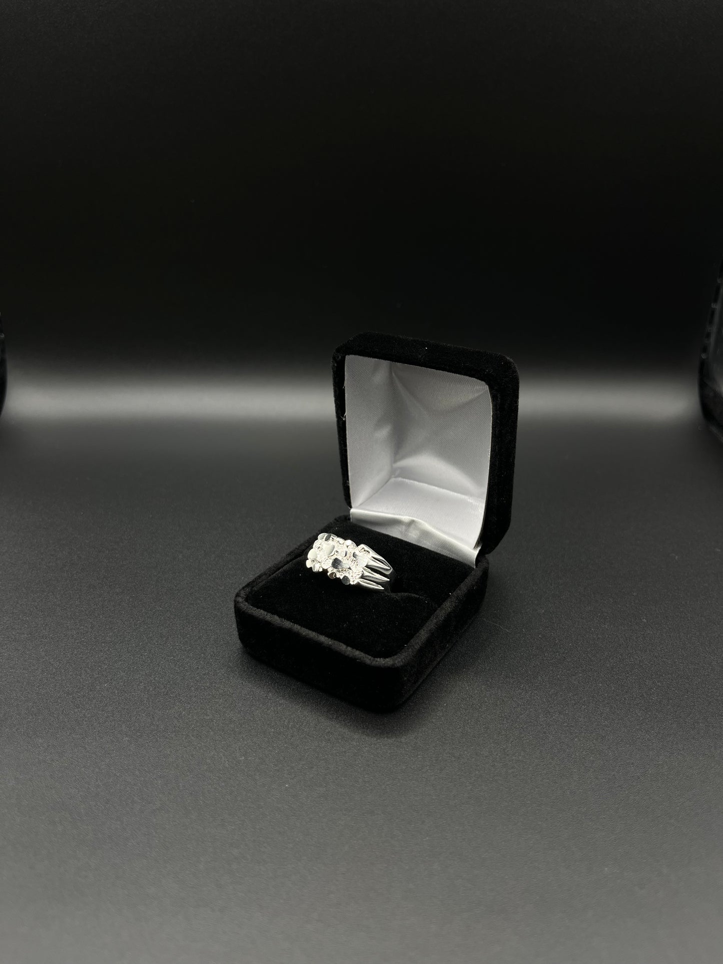 Men Squared Nugget Ring 925. Silver