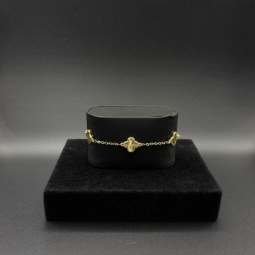 Women Clover Diamond cut bracelet 14k gold plated