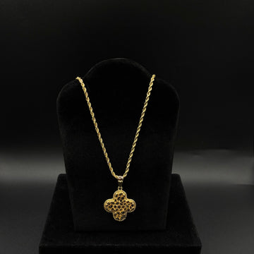 Women clover pendant and chain 14k gold plated