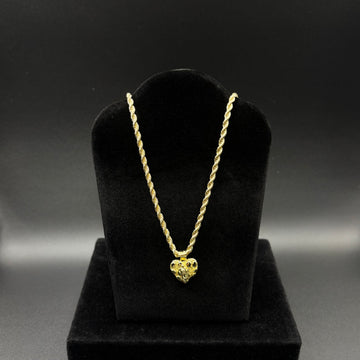 Women Virgin Mary Nugget Heart Pendant & Chain 14k Gold Plated