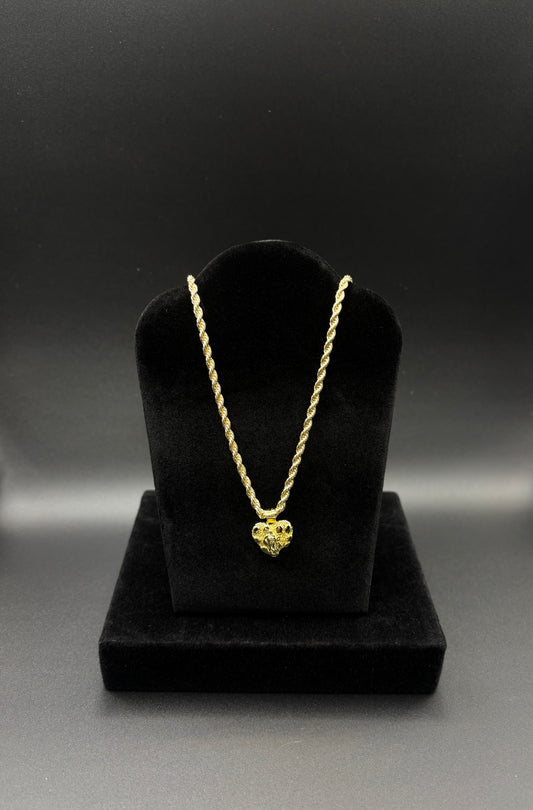 Women Virgin Mary Nugget Heart Pendant & Chain 14k Gold Plated