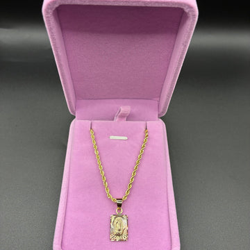 Women Virgin Mary pendant and chain 14k gold plated