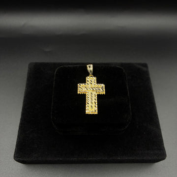 Men Diamond cut nugget cross 14k gold plated