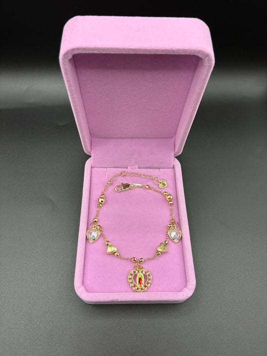 Women Virgin Mary charm bracelet 14k gold plated