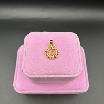 Women pink pendant 14k gold plated