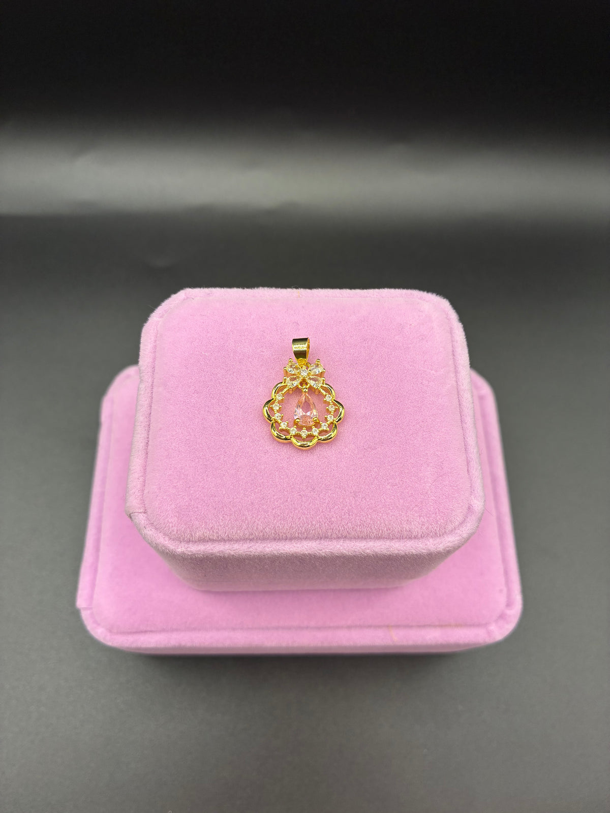 Women pink pendant 14k gold plated