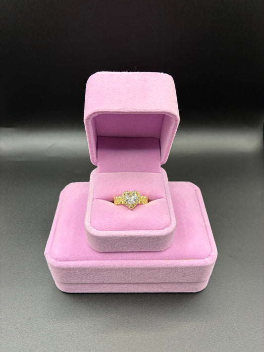 Women white heart Rolex 14k gold plated
