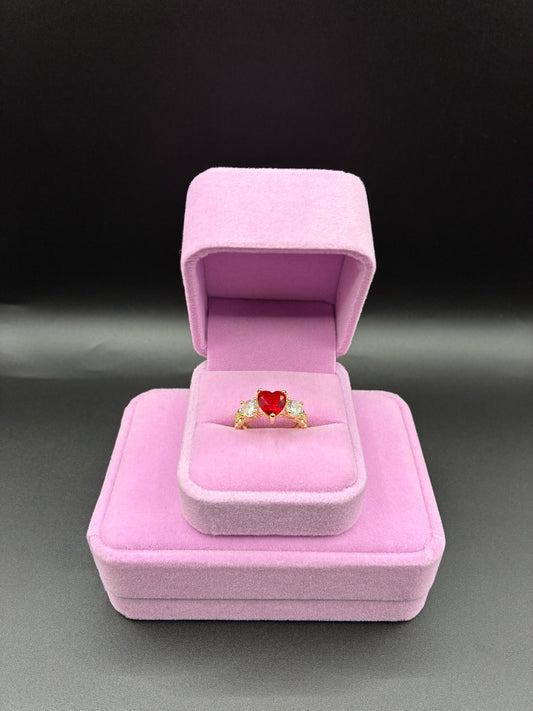 Women red Rolex ring 14k gold plated