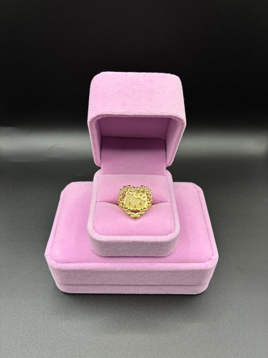 Women HK Rolex Heart 14k Gold Plated Ring