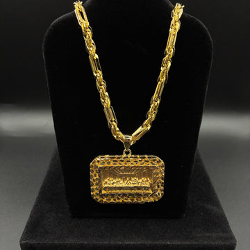 Men last supper pendant and chain 14k gold plated